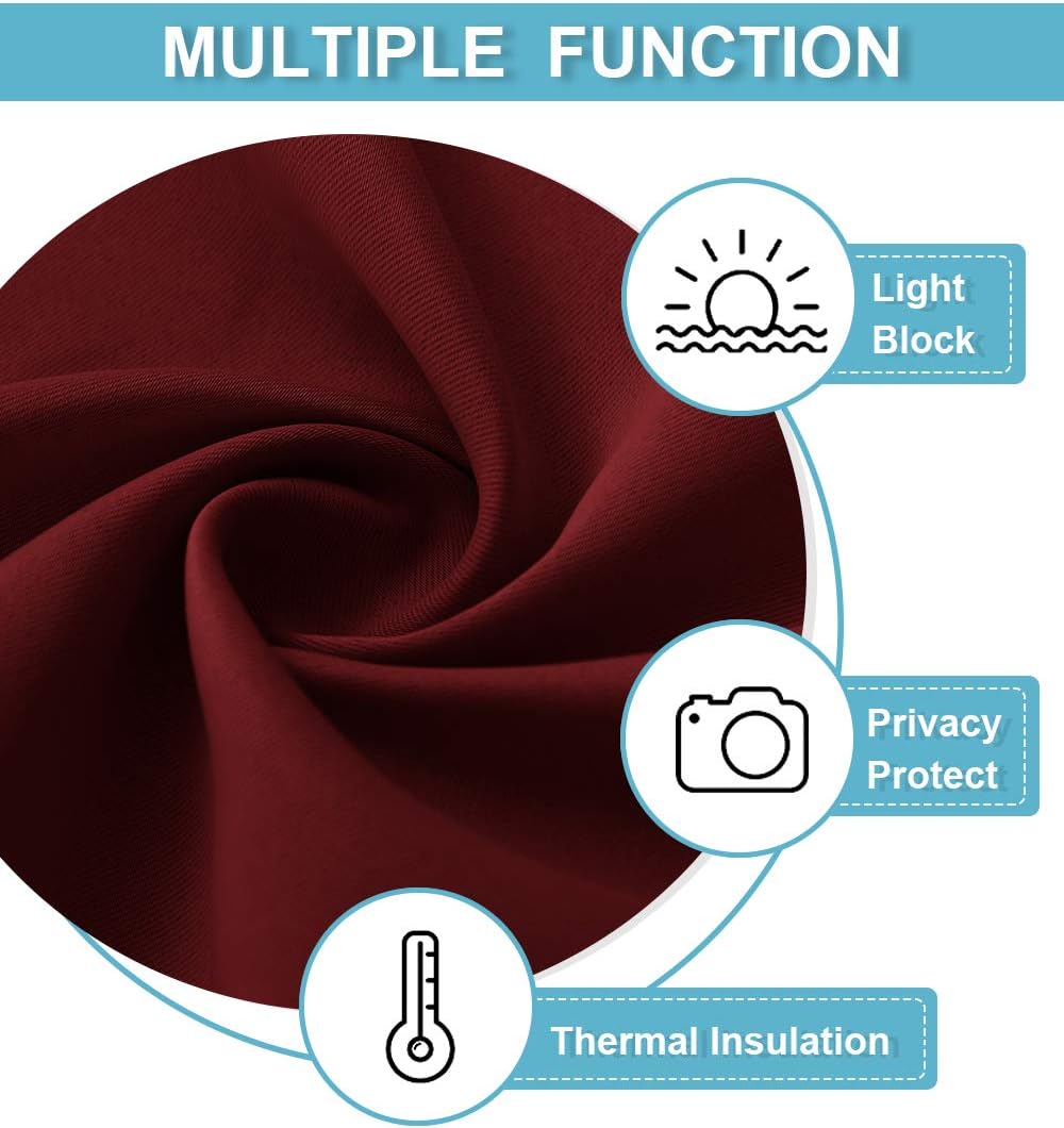 RYB HOME Blackout Curtains for Kitchen, Over Sink Privacy Curtains Window Decor, Thermal Insulating Drapes for Bathroom Cafe Bedroom Small Window, W 42 x L 24 inch, Burgunday Red, 2 Panels