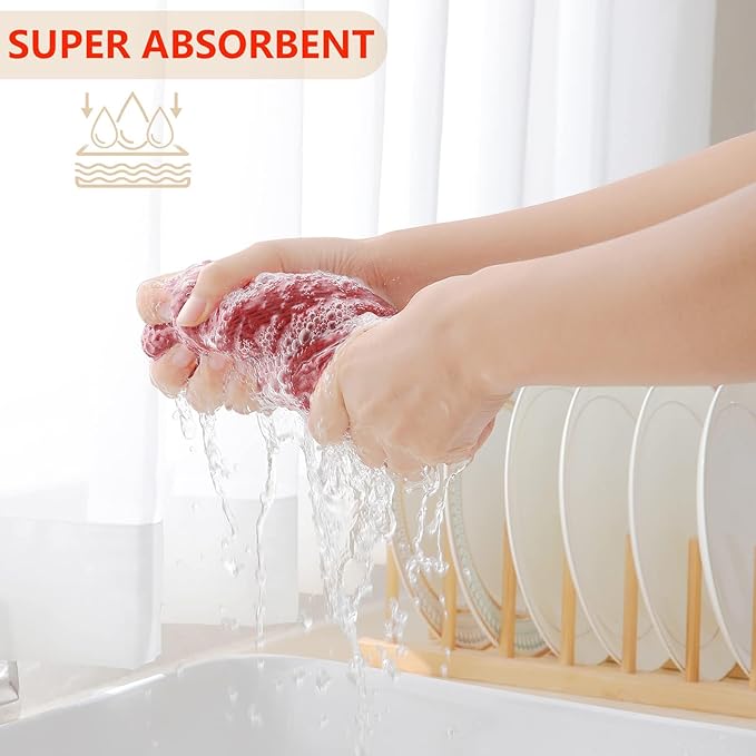 Homaxy 100% Cotton Waffle Weave Kitchen Towels, 3-Pack Ultra Soft Absorbent Dish Towels, Quick Drying Cleaning Towels, 13 x 28 Inches, Brick Red