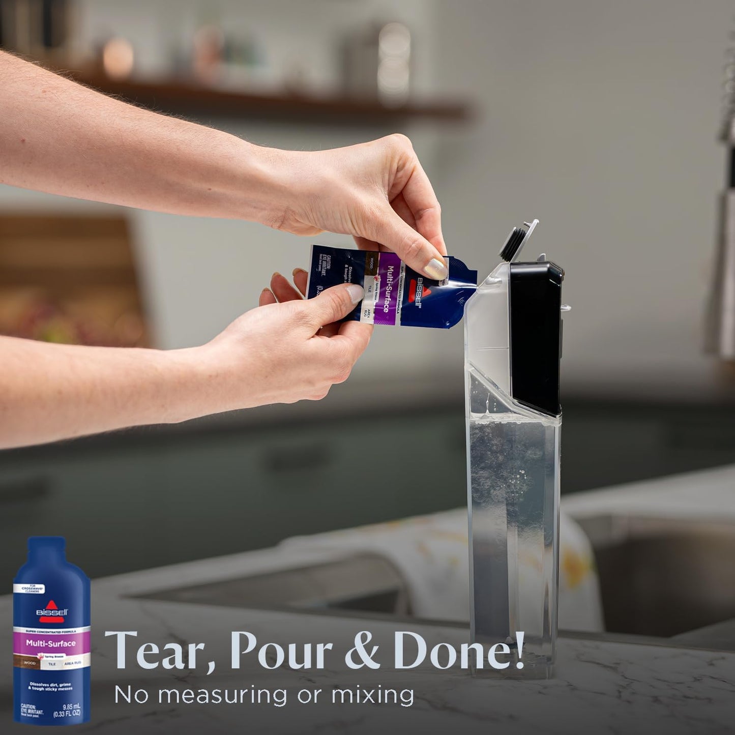 BISSELL Crosswave Cordless Plus, Wet Dy Vacuum w/FurFinder Headlights + Super Concentrate Multi Surface Formula for Sealed Hard Surfaces and Area Rugs