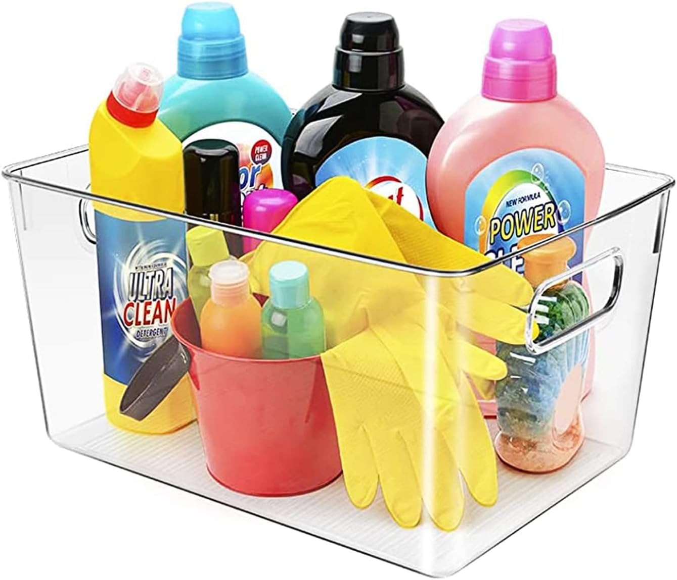 Clear Plastic Storage Bins, Perfect for Kitchen Organization or Pantry Organization and Storage, Laundry Room, Fridge, Freezer Organizer Plastic Storage Containers for Organizing, Cabinet Organizers