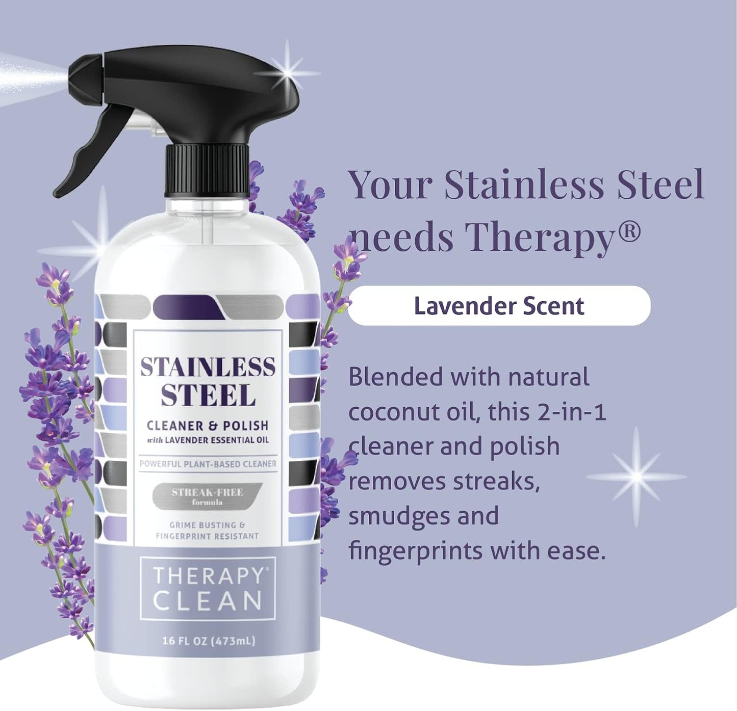 Therapy Stainless Steel Cleaner Bulk Refill - 64 oz. - Streak-Free, Removes Fingerprints and Water Marks from Appliances and Grills