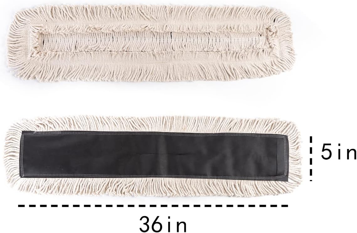 Matthew Cleaning 36'' High Strength Disposable Dust Mop Cotton Cut-end Yarn Mop Replacement Heads for Residential & Commercial Fit Standard Dust Mop Frames, Hardwood, Laminate, Concrete Floors 12Pack