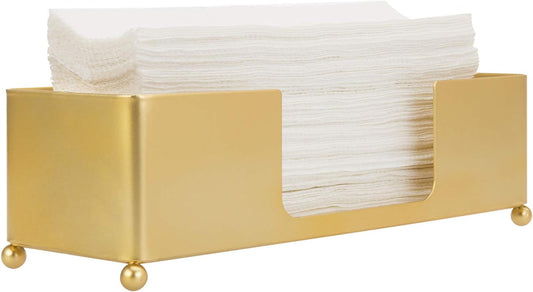 MyGift Gold Paper Towel Holder, Toilet Paper Towel Dispenser for Bathroom, C fold Paper Towel Holder Countertop for Commercial & Home Use, Modern Brass Finish Metal