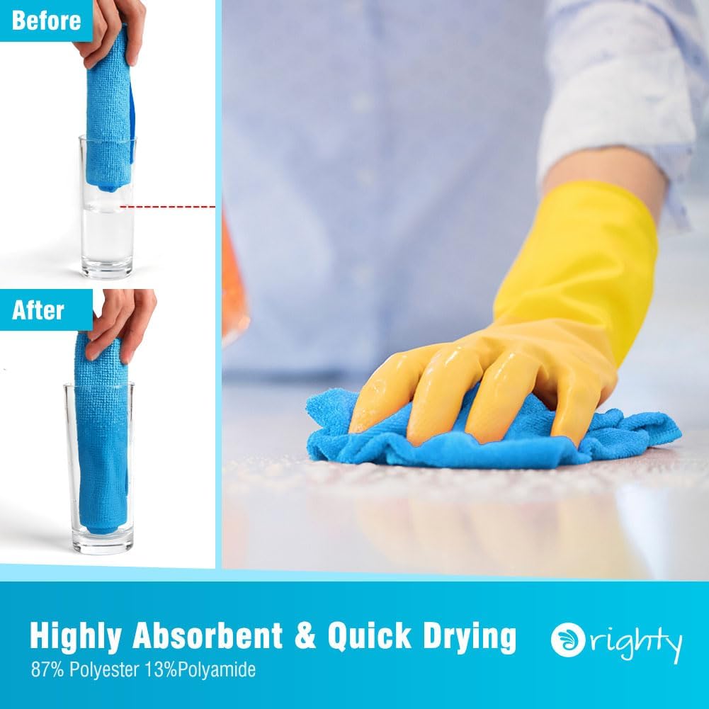 Orighty Cleaning Cloths, Shop Towels 100 Pack, Shop Rags Reusable, Microfiber Cleaning Rags Bulk for Cars, Multi-Purpose Lint Free Towels for Automotive, Mechanic, Kitchen, 11.5’’ x 11.5’’, Blue