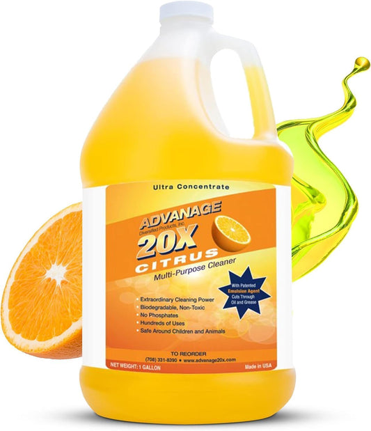 All Purpose Cleaner Concentrate - Advanage 20X The Wonder Cleaner Citrus for All Surfaces Around Bathroom, Kitchen, Oil and Grease | Multi Purpose Cleaner for Household Cleaning Solution | 128 Fl Oz