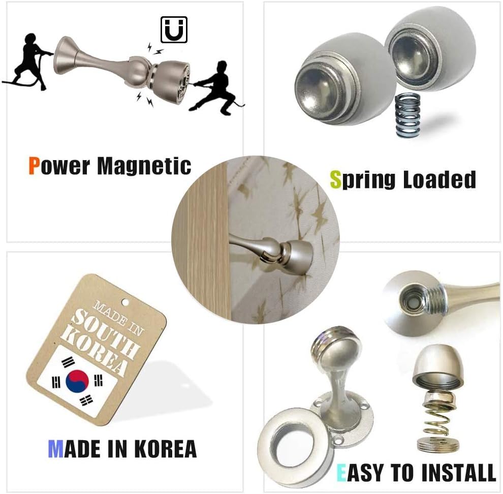 Magnetic Door Stop, Magnetic Door Catch, Door Holder, Door Stops, Wall Mounted, Floor Mounted, Door Banging Prevention (Black, Small x 2pack)