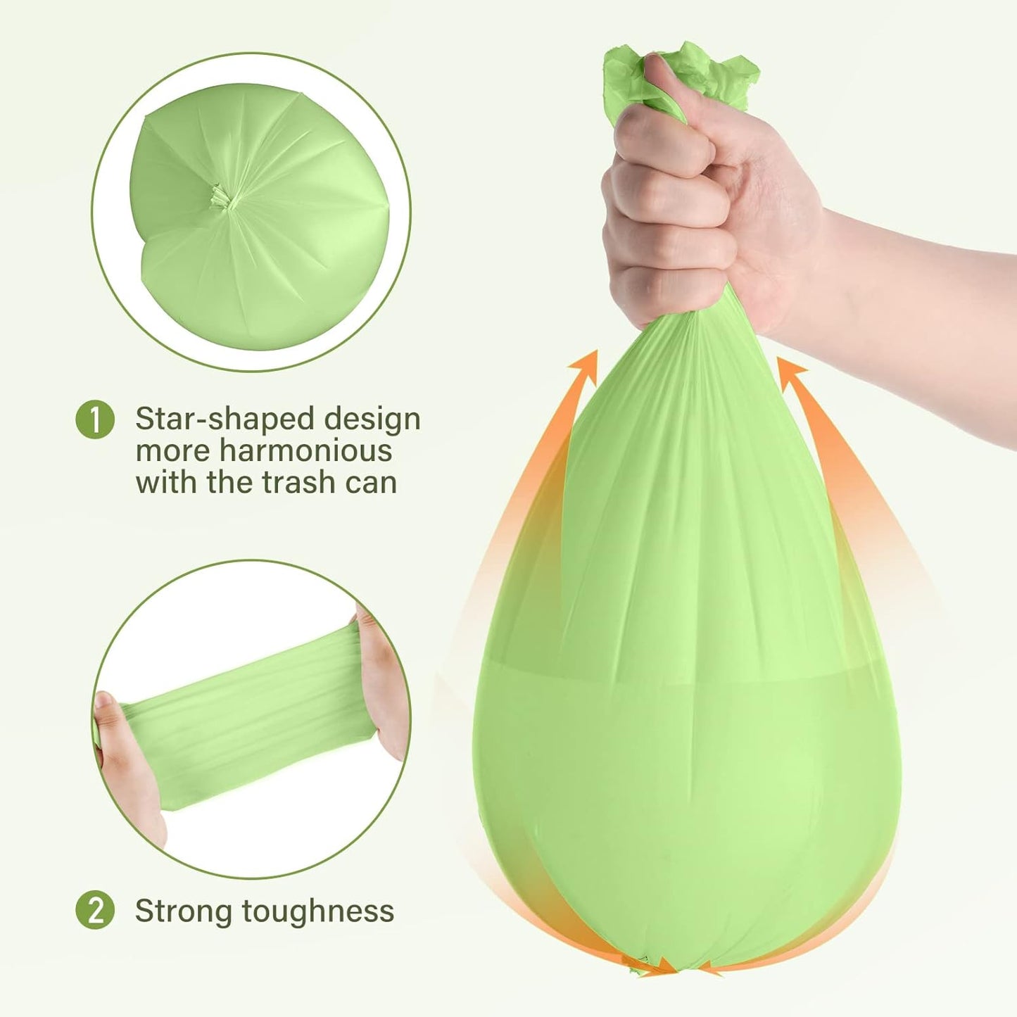 5 Gallon Trash Bags Compostable Compost Small Garbage Bag Extra Thick 0.78 Mil for Kitchen Bathroom BPI Certified 45 Counts, Green