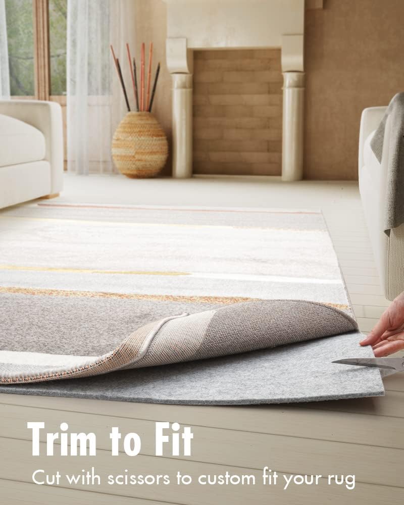 Non Slip Rug Pad Gripper - 8x11 Feet 1/4” Extra Thick Felt Under Rug for Area Rugs and Hardwood Floors,Super Cushioned Non Skid Carpet Padding