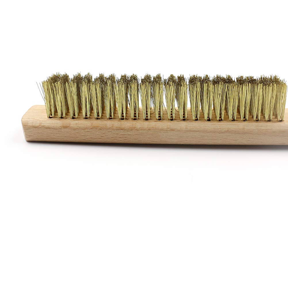 MAXMAN Brass Brush, Soft Brass Bristle Wire Brush for Cleaning Metal Rust, Welds, Home and Kitchen, Wire Scratch Brushes with 10" Beechwood Handle