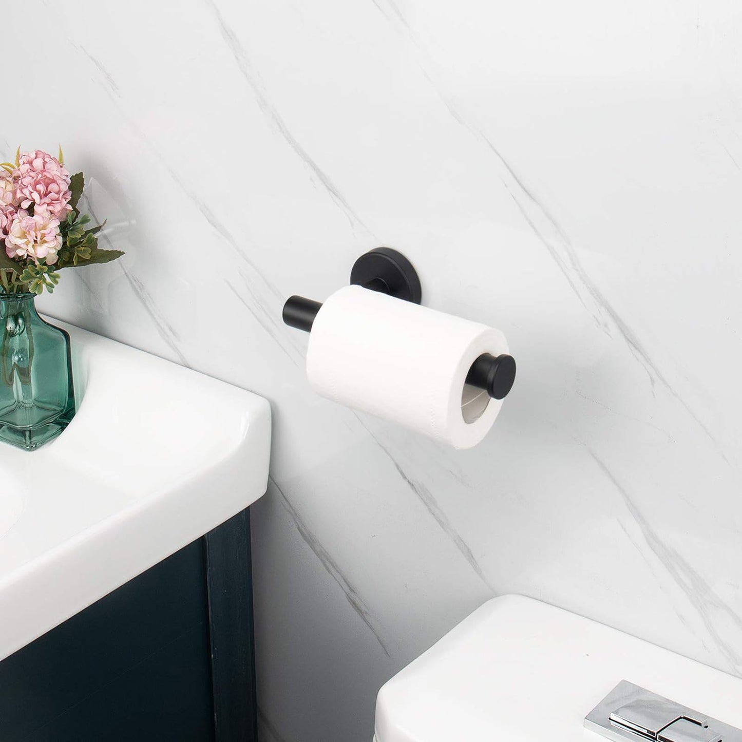 NearMoon Bathroom Toilet Paper Holder, Premium SUS304 Stainless Steel Rustproof Wall Mounted Toilet Roll Holder for Bathroom, Kitchen, Washroom (1 Pack, Matte Black)