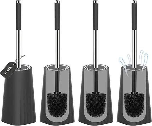 SetSail Toilet Brush, Compact Size Toilet Bowl Brush and Holder Toilet Brushes for Bathroom with Stainless Steel Handle Toilet Cleaner Brush with Durable Scrubbing Bristles, 4 Packs