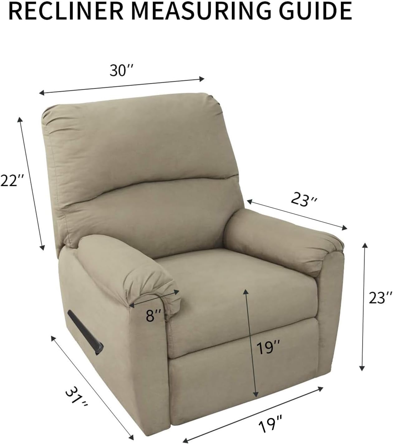 PureFit Reversible Quilted Recliner Sofa Cover, Water Resistant Slipcover Furniture Protector, Washable Couch Cover with Elastic Straps for Kids, Dogs, Pets (Small, Wine/Beige)