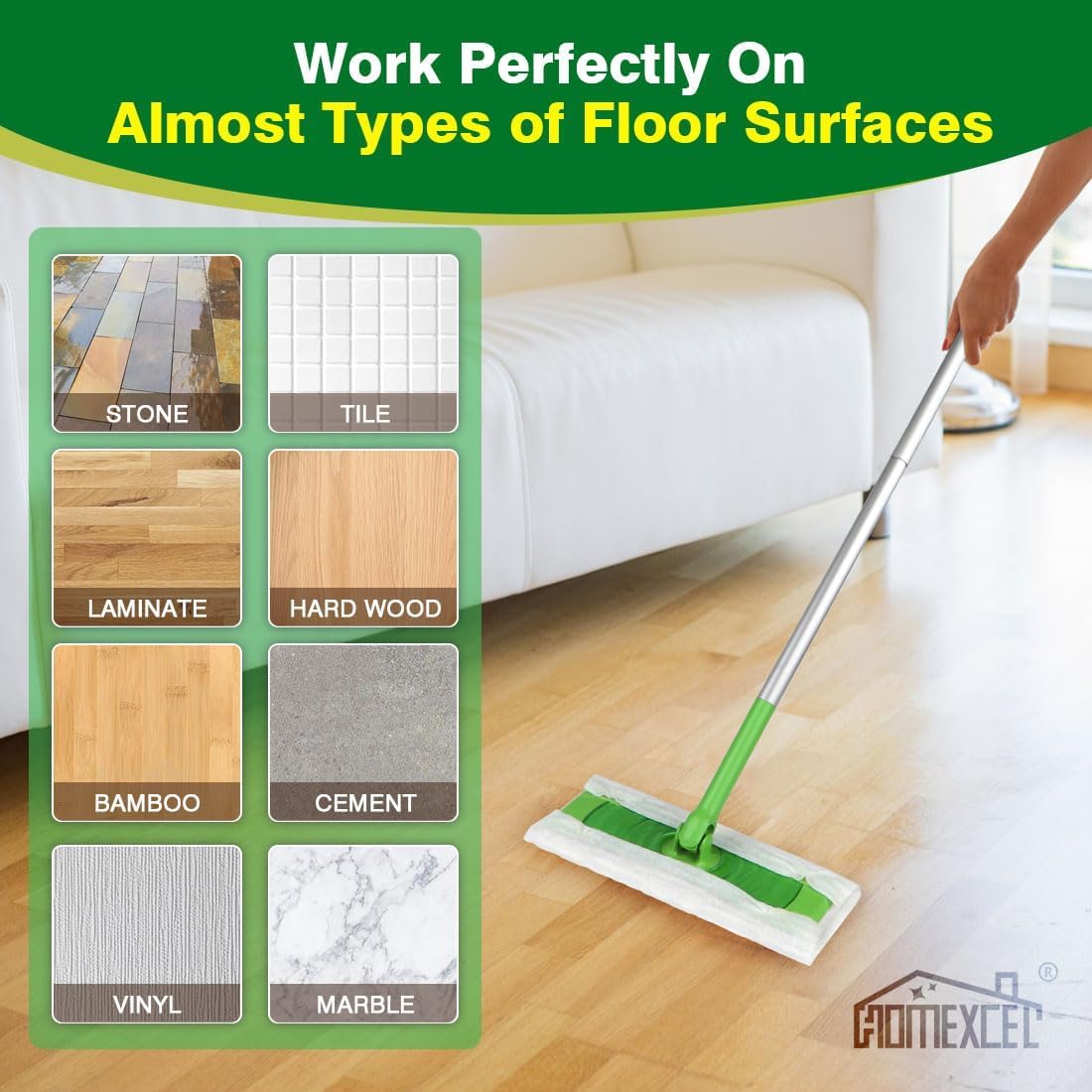 HOMEXCEL Dry Sweeping Cloths Pads Compatible with Swiffer Sweeper- Disposable Duster Refills Mop Pads for Floor Mopping and Cleaning, 120 Count