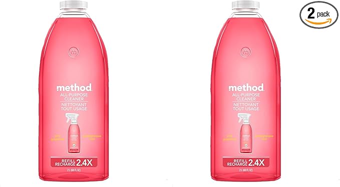 Method All-Purpose Cleaner Refill, Pink Grapefruit, Plant-Based and Biodegradable Formula Perfect for Most Counters, Tiles and More, 68 Fl Oz, (Pack of 2)