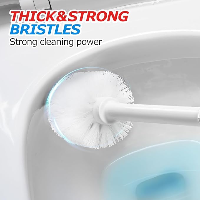 2Pack 2 in 1 Toilet Brush and Plunger Set, Toilet Bowl Brush Plunger Set,Extended Handle Plunger,Bathroom Cleaning Tools,Toilet Brush Plunger Combo,Cleaning Brush（Pearl White，21inch）