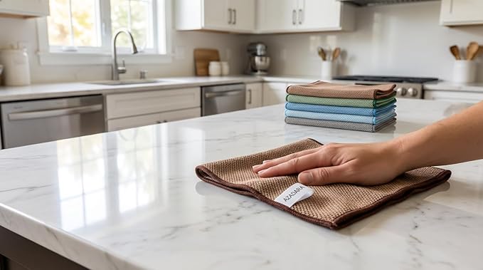 Dual-Sided Microfiber Cleaning Cloths – Non-Scratch Scrub & Absorbent Wipe – 2-in-1 Reusable Cleaning Towels for Kitchen, Home, Car, Glass & Appliances – 11.81” x 11.81” (12 Pack)