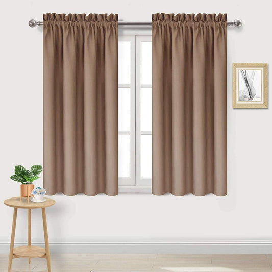 DWCN Blackout Curtains Room Darkening Thermal Insulated Bedroom Curtains Window Curtain Panels, 42 x 54 inches Long, Set of 2 Khaki Rod Pocket Drapes