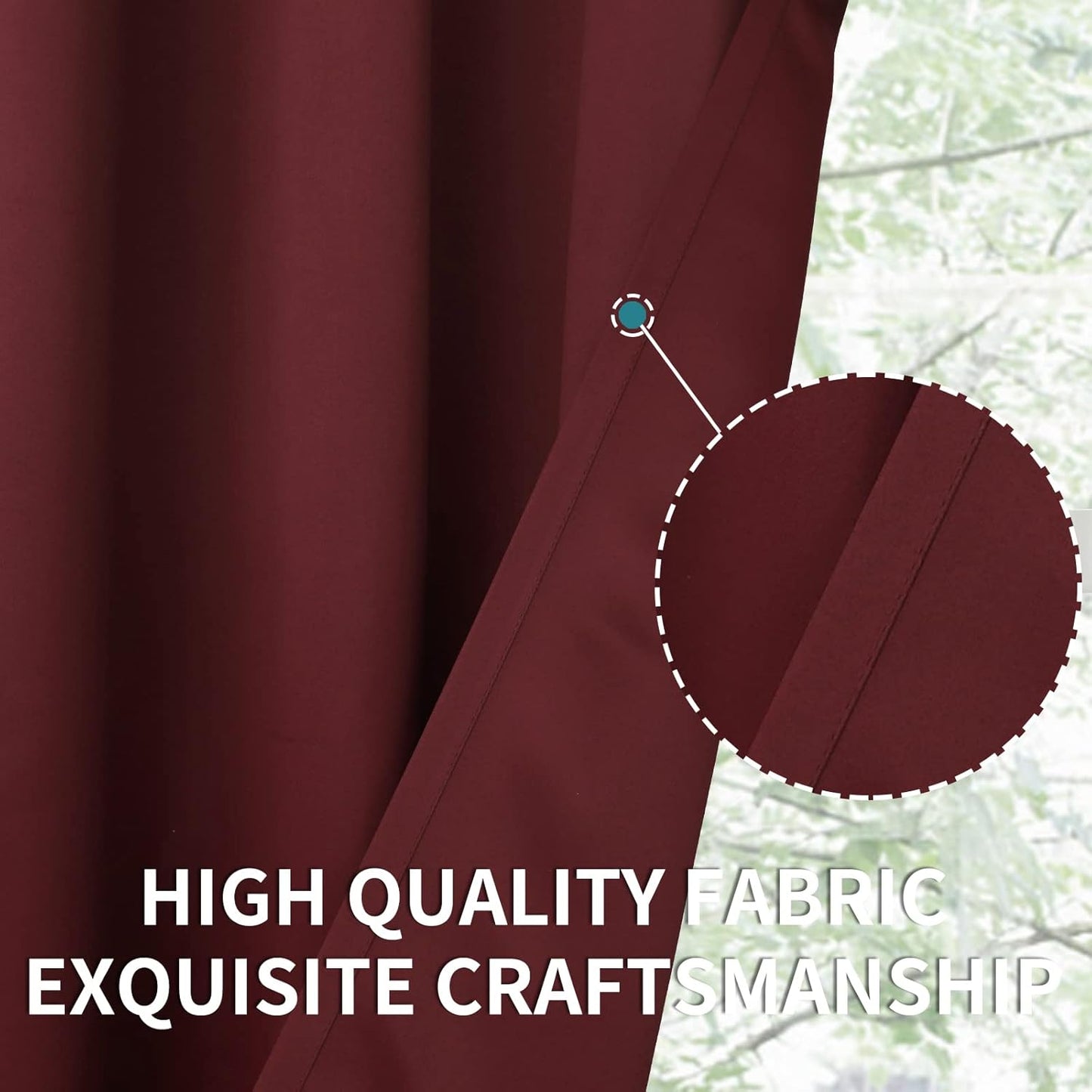 BGment Burgundy Blackout Curtains for Kitchen Cafe Window - Short Half Window Drapes Thermal Insulated Privacy for Rv Bathroom, 34 x 40 Inch, 2 Panels