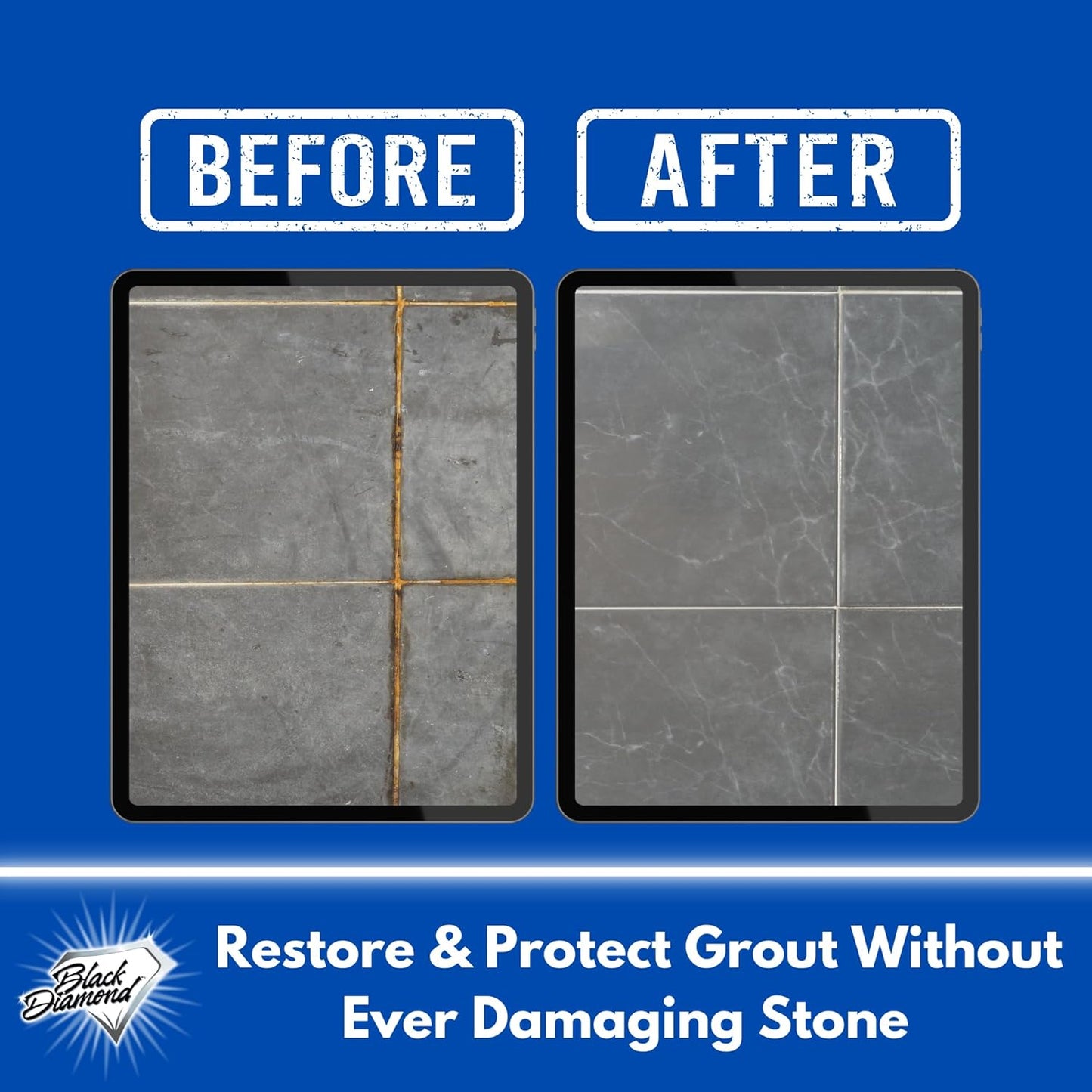 Black Diamond Ultimate Grout Cleaner: Best Cleaner for Tile, Ceramic, Porcelain, Marble Acid-Free Safe Deep Cleaner & Stain Remover for Even The Dirtiest Grout (1-Gallon)