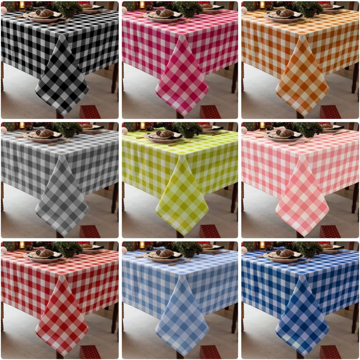 Classic Gingham Buffalo Tablecloth Fabric - Oblong 58x144 Inch Water Proof Checkered Table Cloth for Indoor Outdoor - Table Cover for Valentine's Day, Picnics, BBQs, and Parties