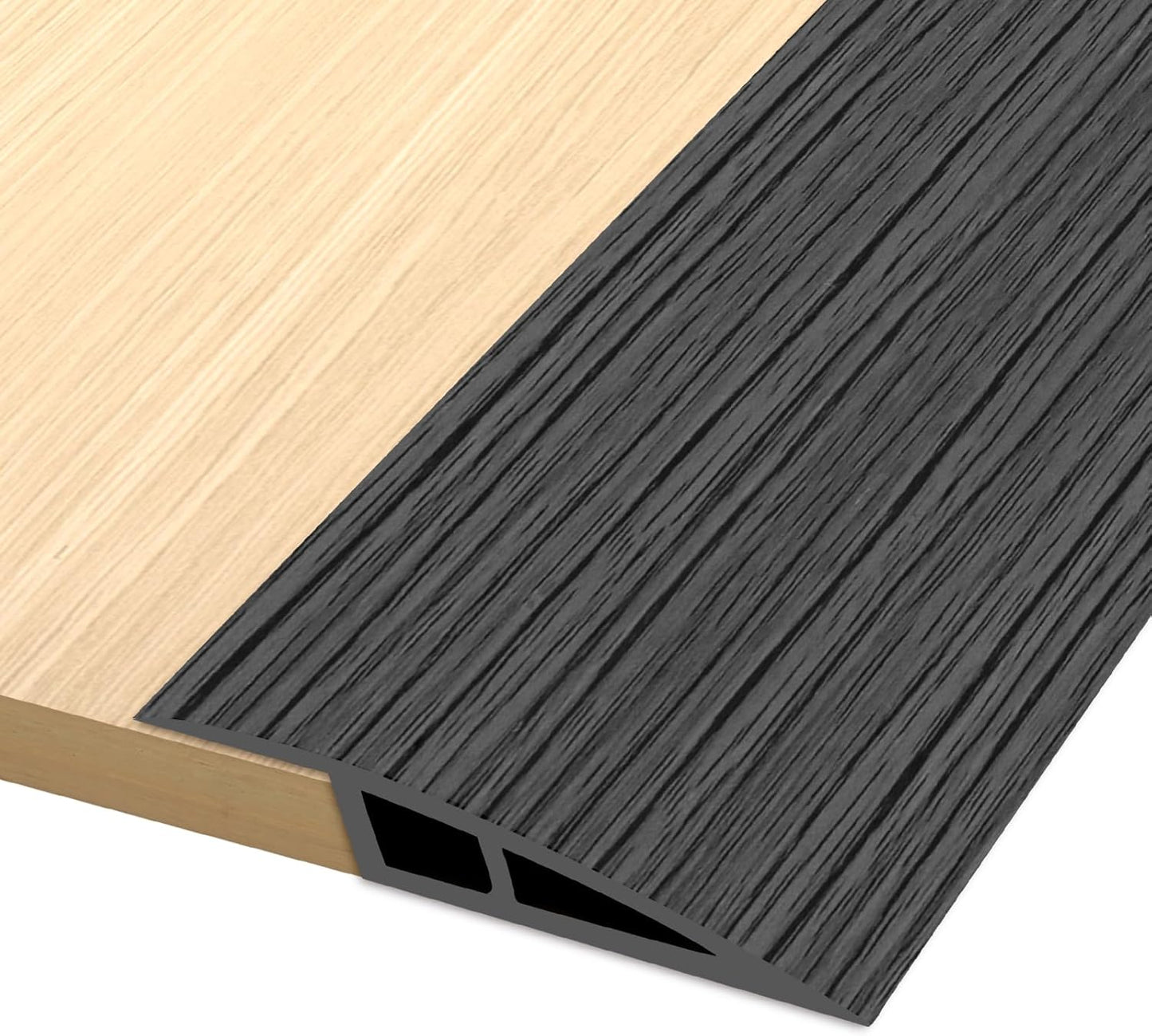 Vinyl Door Threshold Flooring Transition Strip Self Adhesive Carpet Edging Strip for Laminate Doorway Edge Threshold from 1/5" to 2/5" (Dark Gray Wood Grain, 10 Ft)