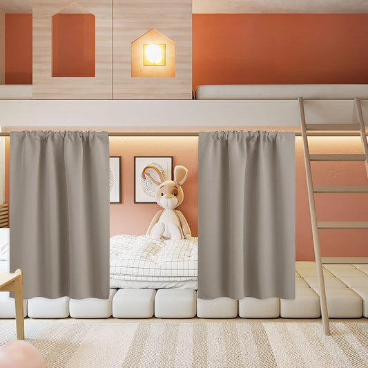 RYB HOME Small Curtains for Door Windows - Blackout Thermal Insulating Drapes for Home Theatre Bathroom Basement Cafe RV Camper Windows Blinds, Wide 34 x Long 30, Sand, 1 Pair