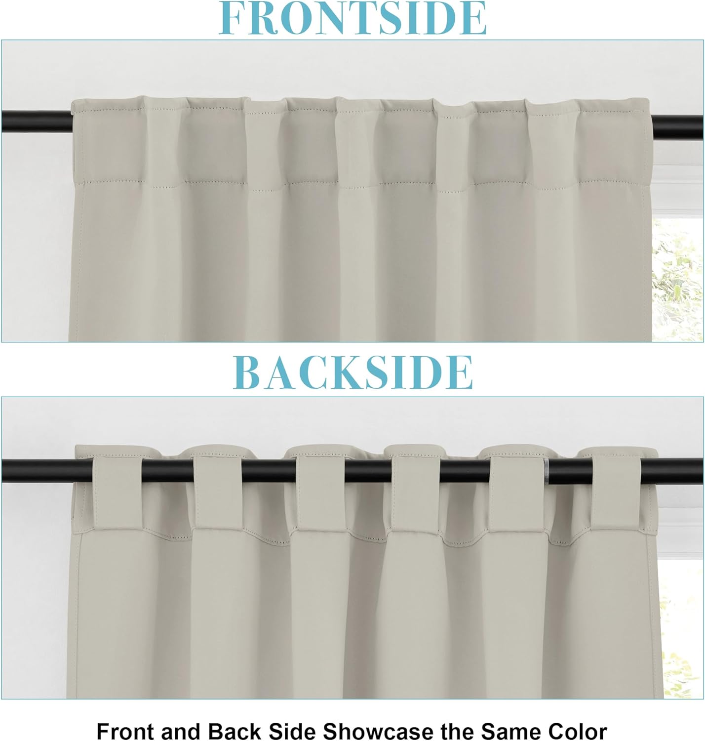RYB HOME Blackout Curtains for Kitchen, Privacy Thermal Insulating Small Winow Curtain Shades for Classroom Bathroom Nursery Bedroom Cafe, W 34 x L 36, Natural, 2 Panels