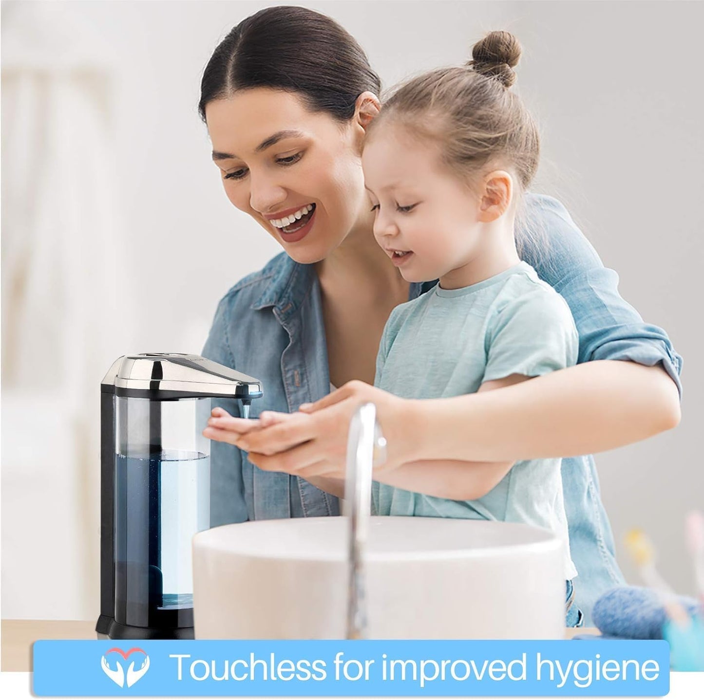 Secura 17oz Automatic Liquid Soap Dispenser, Touchless Battery Operated Hand Soap Dispenser with Adjustable Soap Dispensing Volume Control Dial, Personal Care Dispenser (Brushed Nickel)