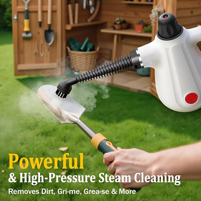 Steam Cleaner, Pressurized Multi-Surface Natural Handheld Steam Cleaner for Home with Lock Button&16 PCS Tools, Portable Steamer for Deep Cleaning Bathrooms, Kitchens, Grout, Tile, and Windows(White)