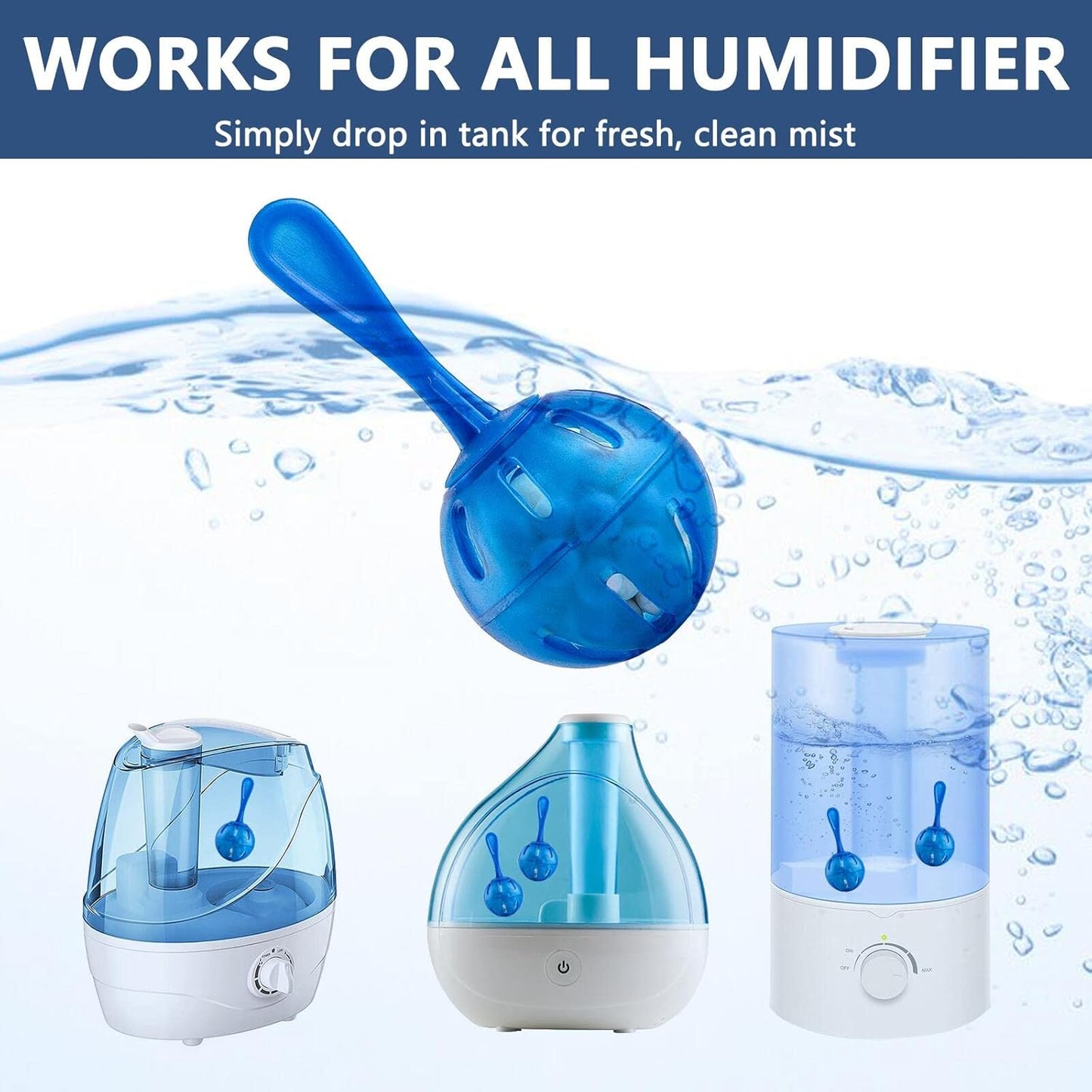Humidifier Tank Cleaner, Raipoment Demineralization Cleaning Ball, Compatible with Mist Humidifiers, Fish Tank, Purifies Water, Prevents Hard Water Build-Up (20 Pack cleaning ball)