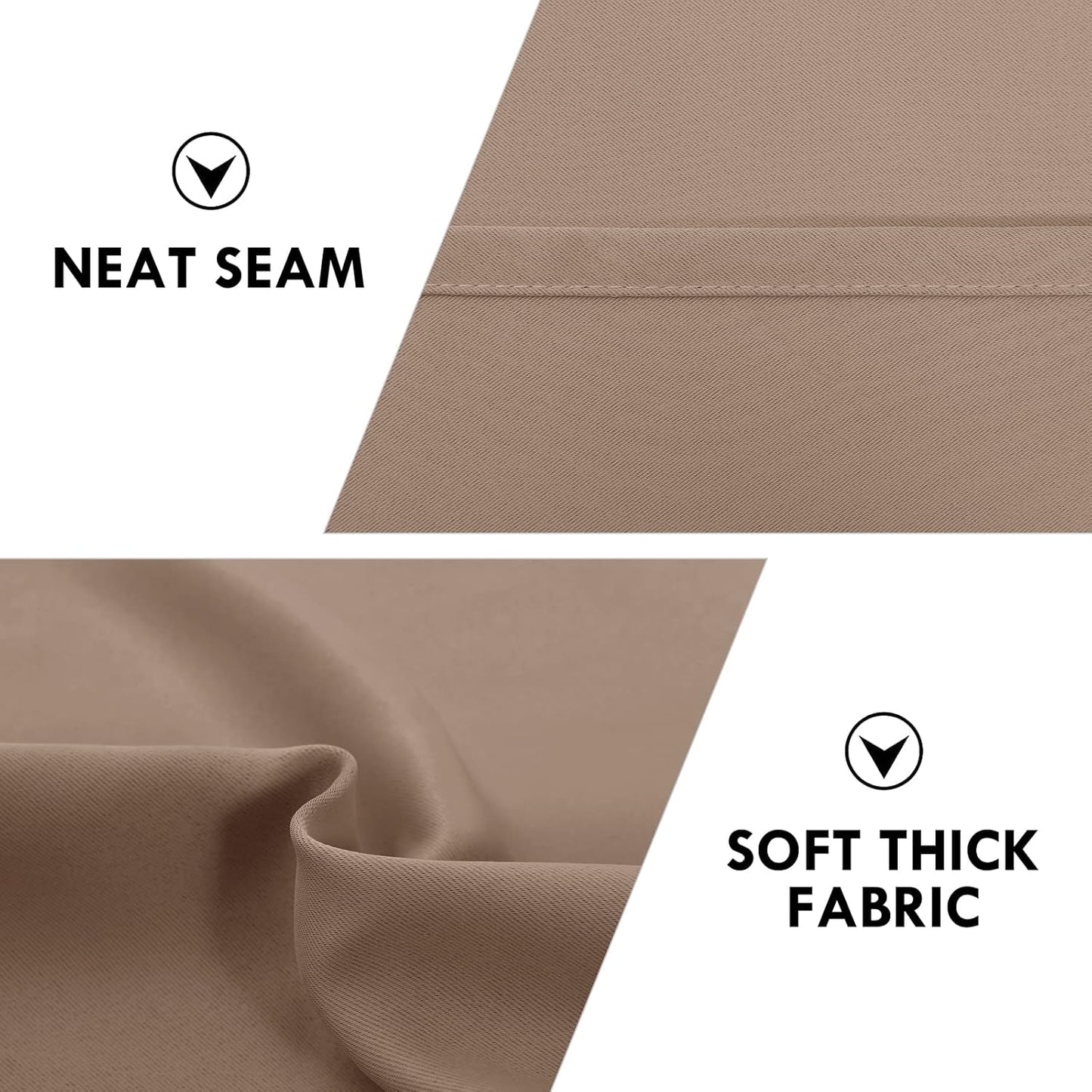 DWCN Blackout Curtains Room Darkening Thermal Insulated Bedroom Curtains Window Curtain Panels, 38 x 54 inches Long, Set of 2 Khaki Rod Pocket Drapes