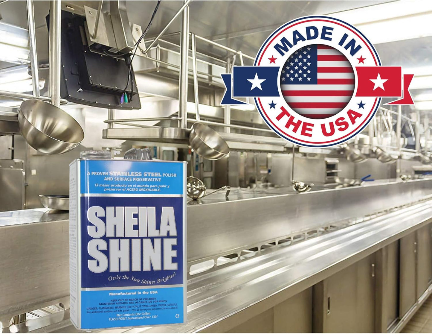 Sheila Shine 1 Gal. Can Stainless Steel Cleaner and Polish, Protects Household Kitchen Surfaces, Removes Grease, Fingerprints & Watermarks, Stainless Steel Cleaner for Appliances, Fridge, Oven & Sinks
