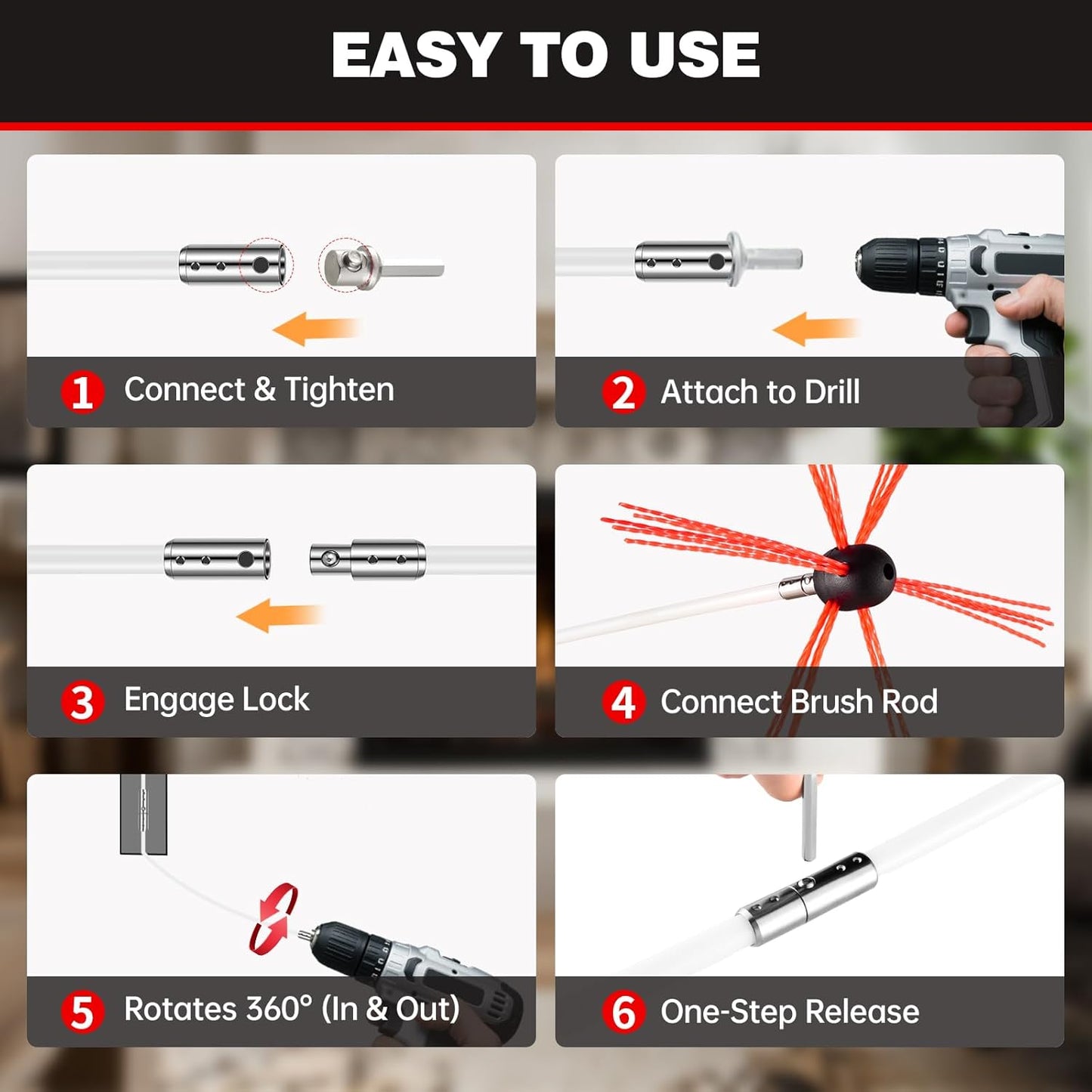 39 Feet Chimney Sweep Kit, Chrome Button Locking System, Chimney Cleaning Kit, Chimney Brush, Chimney Cleaning Tool, Chimney Cleaning System with 12 Flexible Chimney Rods
