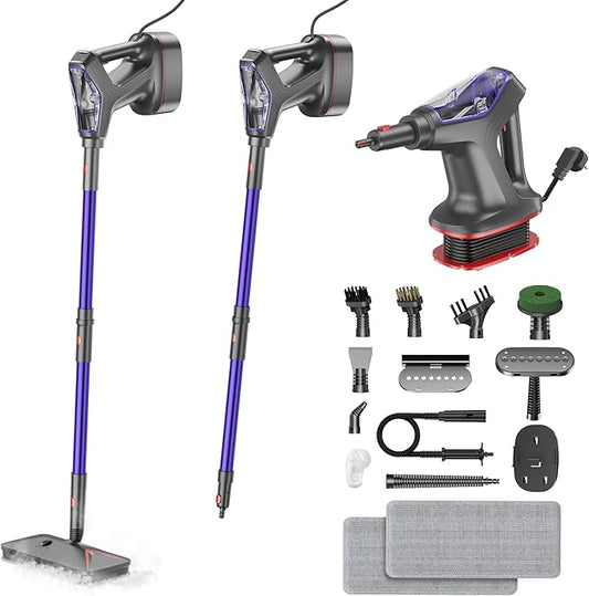 Heavy Duty Power Steamer 3-in-1 Steam Mop and Handheld Steam Cleaner for Home, Garage, Workshop, Hardwood, Tile, Walls, Grout, Windows, Furniture, Deck, with Wall Mount and Cord Storage