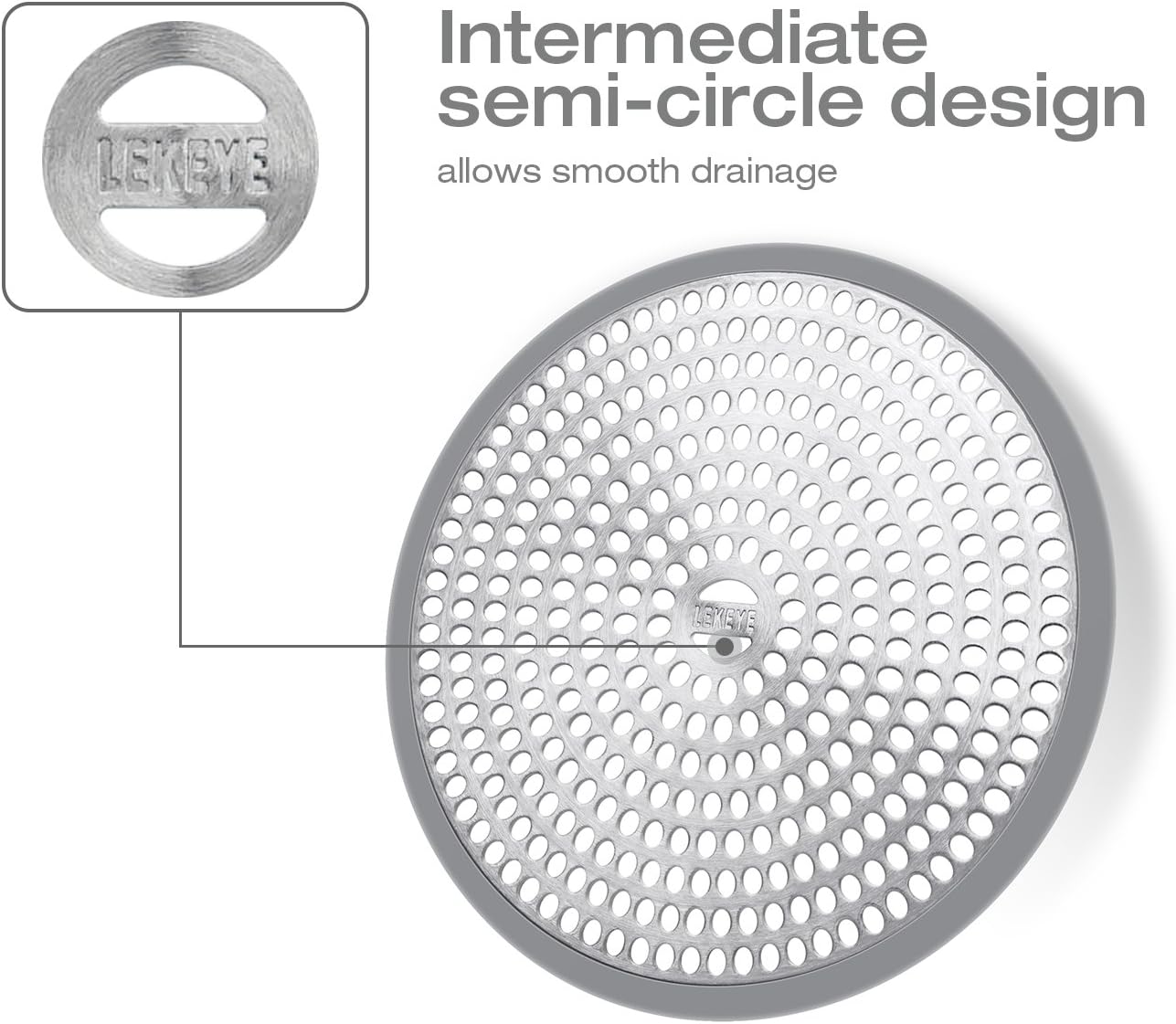 LEKEYE Shower Hair Catcher Drain Protector Strainer-Steel & Silicone 2 Pack