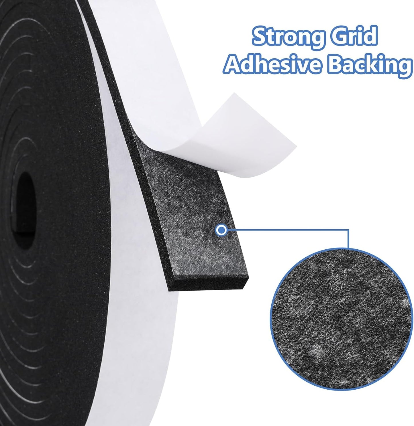 Weather Stripping Door Seal Strip- 1/2 Inch X 2/5 Inch X 13Feet, Strong Adhesive, Lightproof, Soundproof, Weatherproof Foam Tape Insulation for Sliding Door, Front Door Frame, Windows- Black