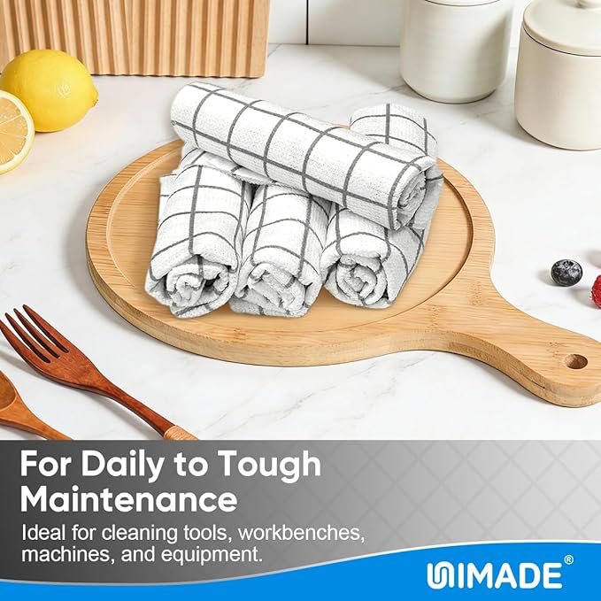Microfiber Cleaning Cloths, 100 Sheets Reusable Kitchen Towels & Dish Cloths, Lint-Free Absorbent Cleaning Rags, Bulk Kitchen Cleaning Cloths for Household & Restaurant, 11" x 9", Grid Pattern