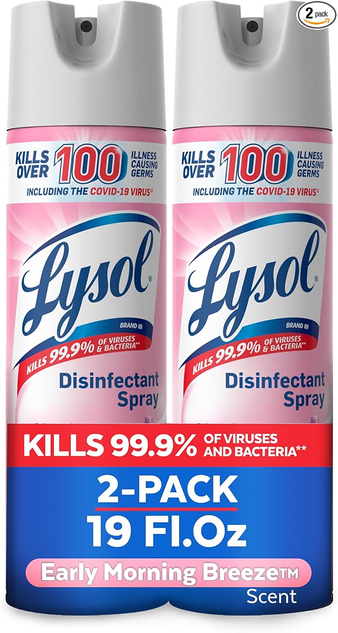 Lysol Disinfectant Spray, Sanitizing And Antibacterial Spray, For Disinfecting And Deodorizing, Early Morning Breeze, 19 Fl Oz (Pack Of 2), Packaging May Vary