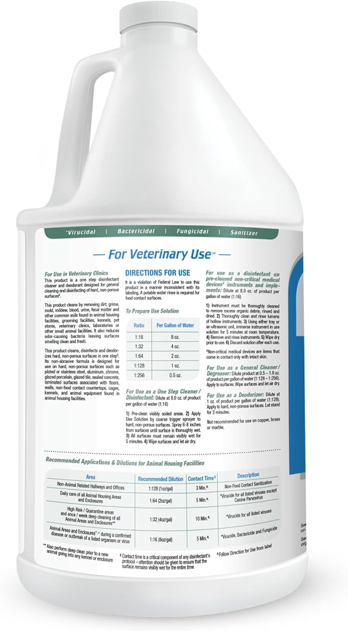REScue One-Step Disinfectant Cleaner & Deodorizer – For Veterinary Use, Animal Shelters, Pet Foster Homes, Kennels, Litter Box, Concentrate – 1 Gallon