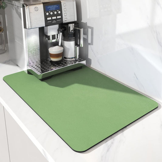 AMOAMI Coffee Mat - Hide Stain Rubber Backed Absorbent Dish Drying Mat for Kitchen Counter - Fits Under Coffee Maker or Machine