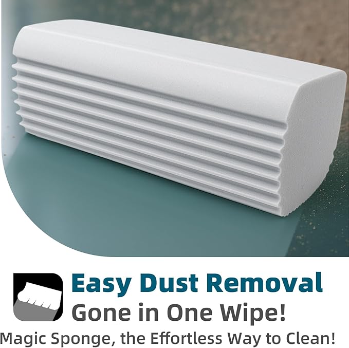 2-Pack Magic Cleaning Sponges - Extra Damp Dusting Sponges for Baseboards, Vents, Ceiling Fans & Cobwebs, No Dust Fly Multi-Surface Cleaner for Mirrors, Walls, Blinds & Household Dusting