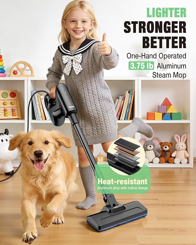 Heavy Duty Steam Mop for Floor Cleaning, 14-in-1 Lightweight and Detachable Handheld Steam Cleaner with Multi-Purpose&Powerful, No-Chemical Floor Steamer for Home|Hardwood|Tile|Walls|Grout|BBQ|Windows
