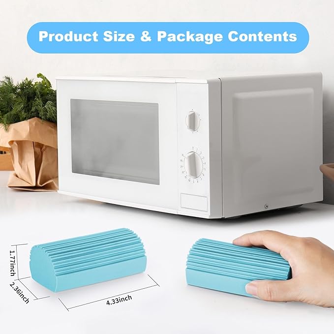 4 Pack Damp Clean Duster Sponge, Magic Sponge Eraser for Household Cleaning, Reusable Dusters Cleaning Supplies for Housekeeping, Dish, Blinds, Glass, Baseboards,Window Track Grooves and Faucets