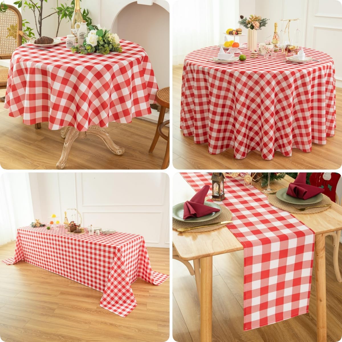 Classic Gingham Buffalo Tablecloth Fabric - Oblong 58x144 Inch Water Proof Checkered Table Cloth for Indoor Outdoor - Table Cover for Birthday, Picnics, BBQs, and Parties