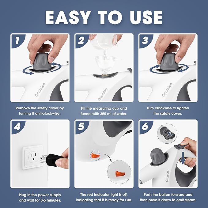 Pressurized Handheld Steam Cleaner with 14 pcs Accessories 15.2OZ Multi-Purpose Portable Steamer for Cleaning, Multi-Surface Steamer for Home, Floor, Grout