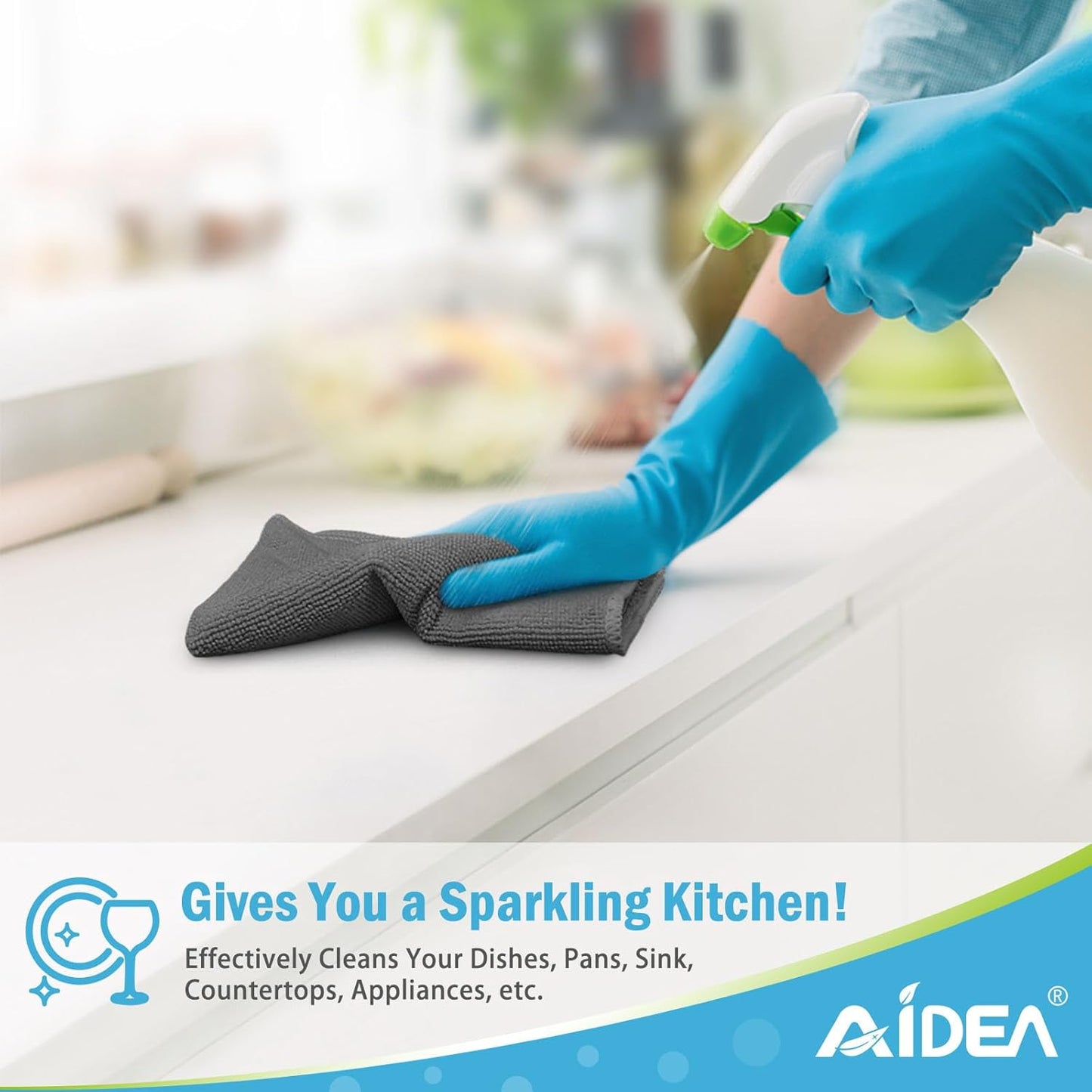 AIDEA Microfiber Cleaning Cloth 100PK, Soft Microfiber Towels for Cars, Absorbent Cleaning Rags, Lint-Free Streak-Free Wash Cloths for House, Kitchen, Window(12inx12in), Grey