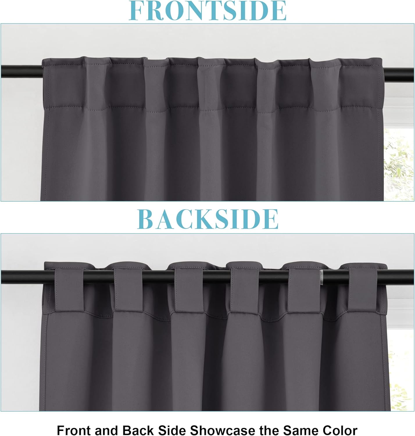 RYB HOME Small Window Curtains - Blackout Insualting Privacy Curtains for Kids Bedroom Kitchen Bathroom Basement Cafe Cabinet Tiers Drapes, 34 Width x 24 Length, 2 Panels, Grey