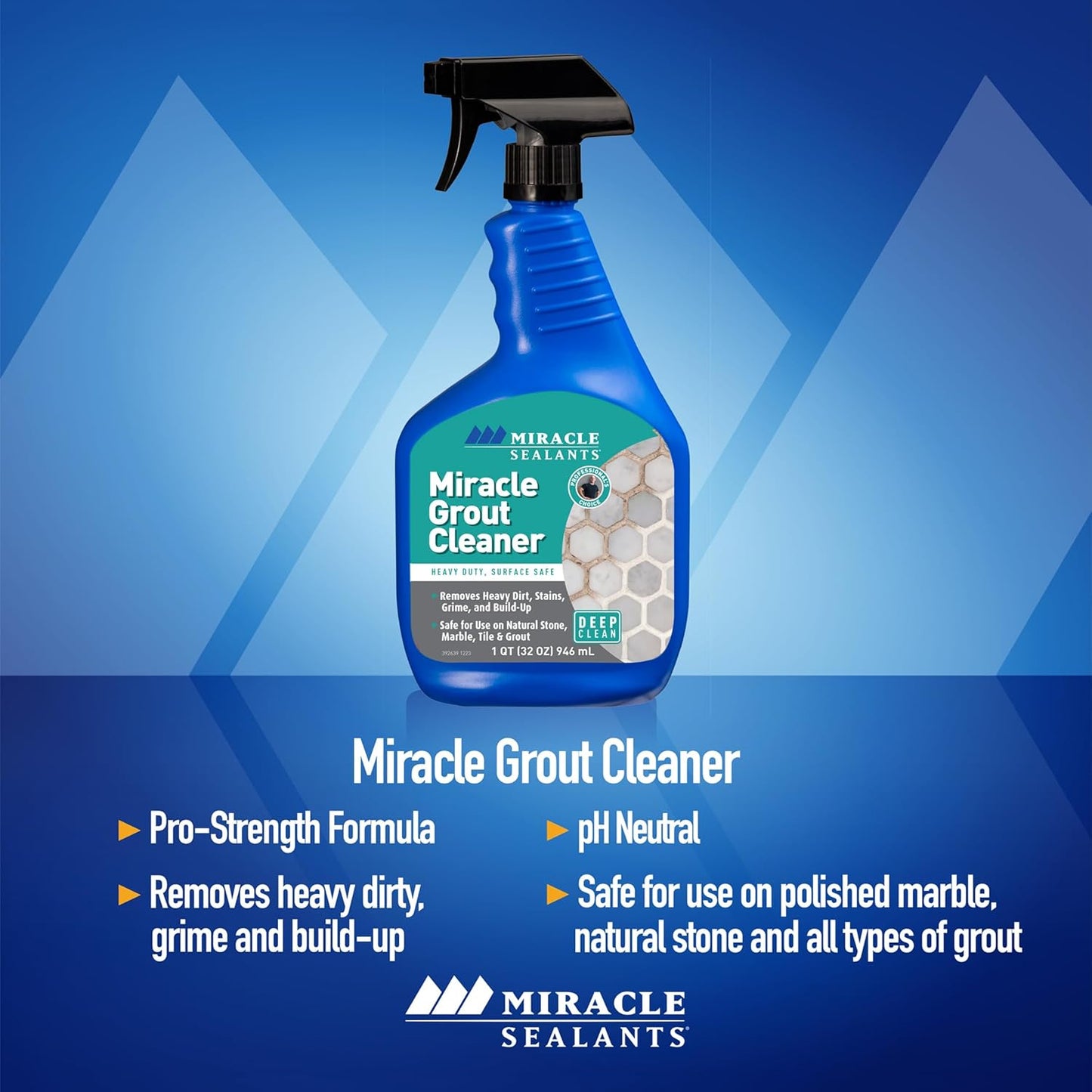 Miracle Sealants Heavy Duty Miracle Grout Cleaner Spray for Natural Stone, Marble, Tile & Grout, Quart, 6 Pack