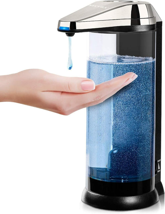Secura 17oz Automatic Liquid Soap Dispenser, Touchless Battery Operated Hand Soap Dispenser with Adjustable Soap Dispensing Volume Control Dial, Personal Care Dispenser (Brushed Nickel)
