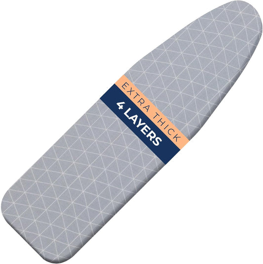 Happhom 13 x 43 Ironing Board Cover and Pad Extra Thick Heavy Duty Padded with Extra White Superior Felt Scorch and Stain Resistant with Elasticized Edges, Compatible with 12"-14" Wide 42"-44" Length